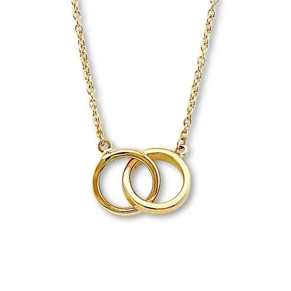 14K Yellow Gold Together Necklace | Interlocking Pendant By Tehrani Jewelry
